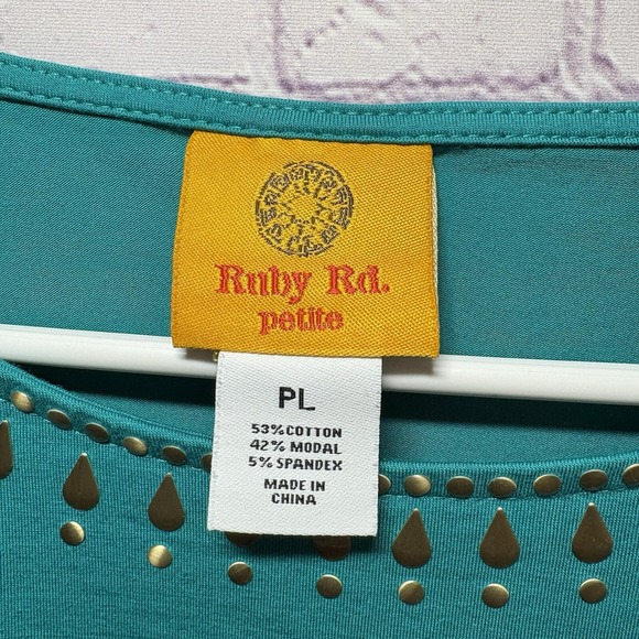 Women's Ruby Rd Green Top Size PXL - Picture 4 of 7